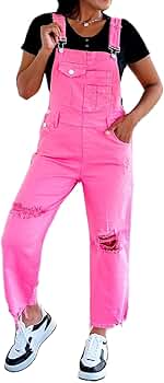 Amazon.com: Casual and Chic: Pink Distressed Denim Overall